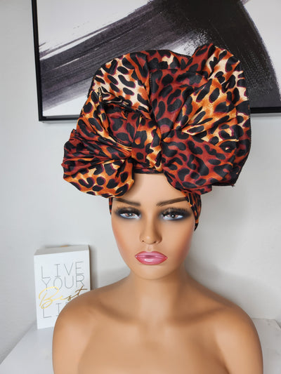 Brown and Black Ankara Headwrap