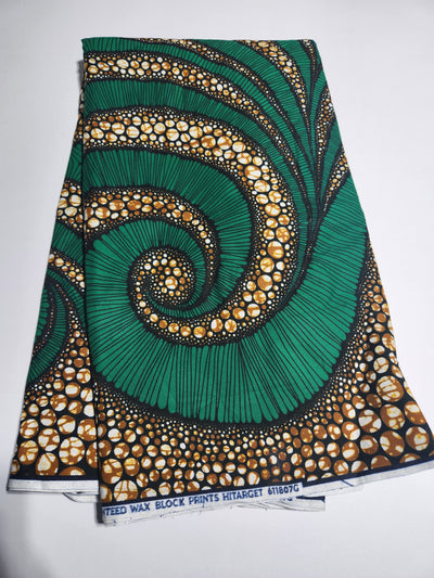 Green and Black Ankara Print Fabric