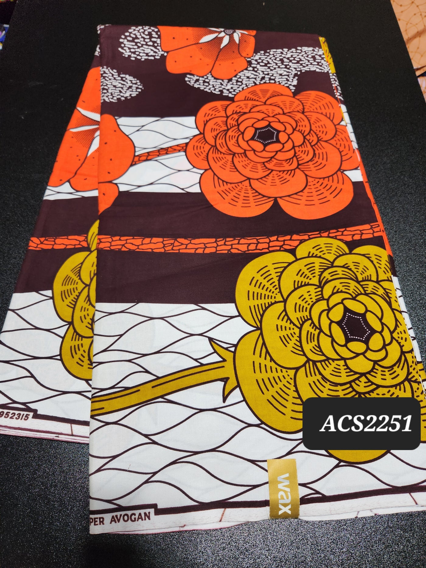 Orange and Brown African Ankara Print Fabric, ACS2250