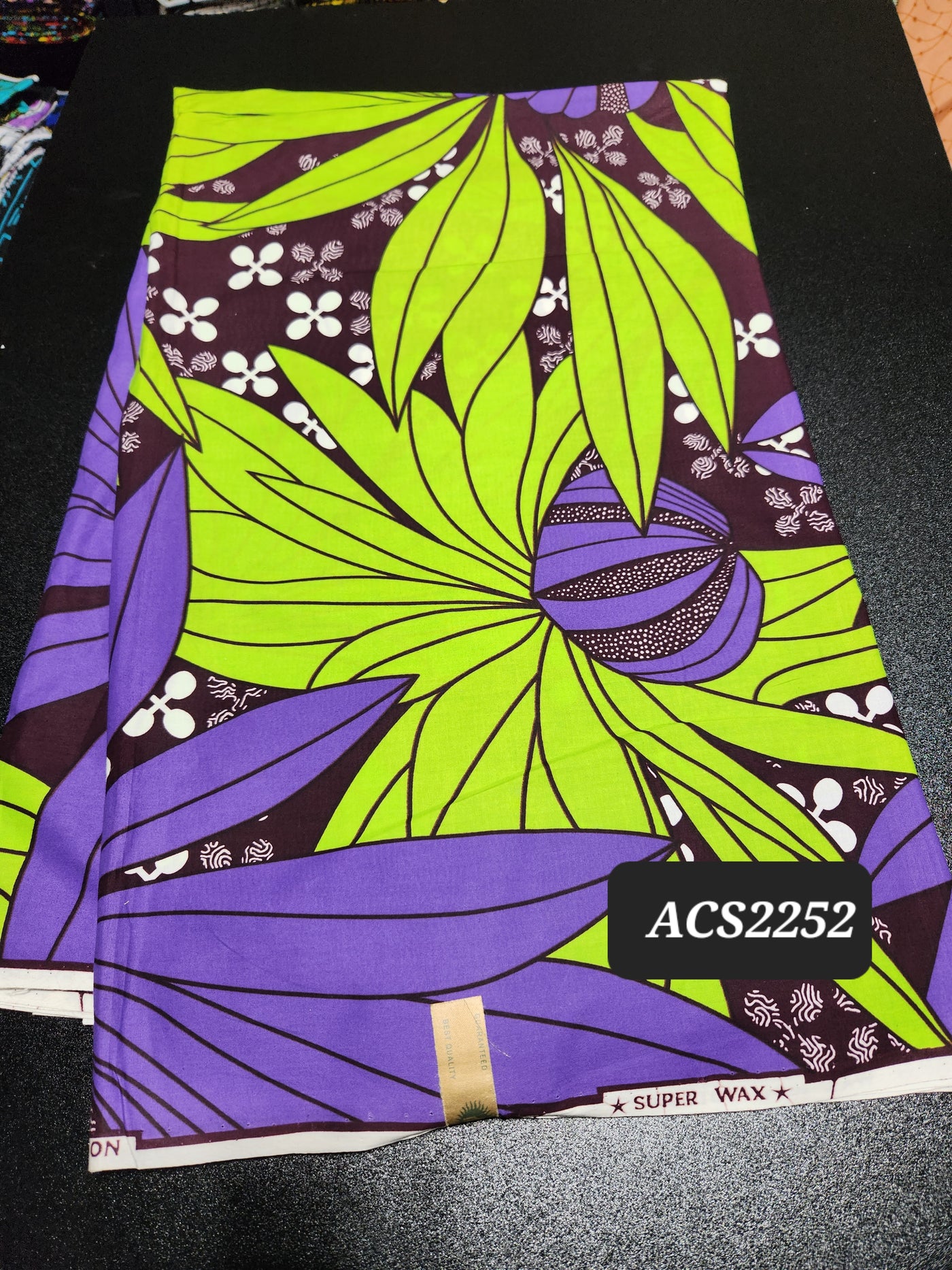 Brown, Green and Purple African Ankara Print Fabric, ACS2252