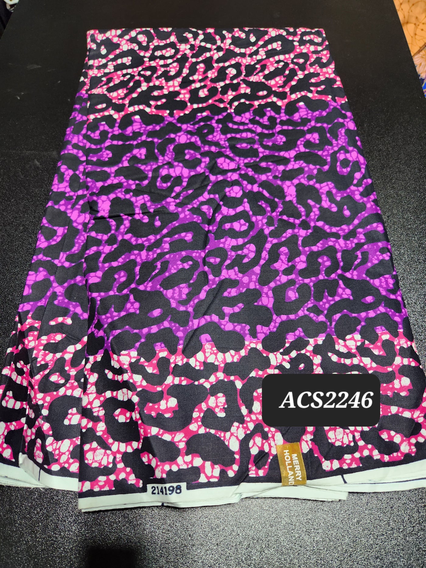 Purple, Pink and Black African Ankara Print Fabric, ACS2246