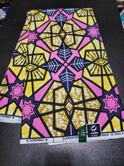 Pink and Yellow African Ankara Print Fabric