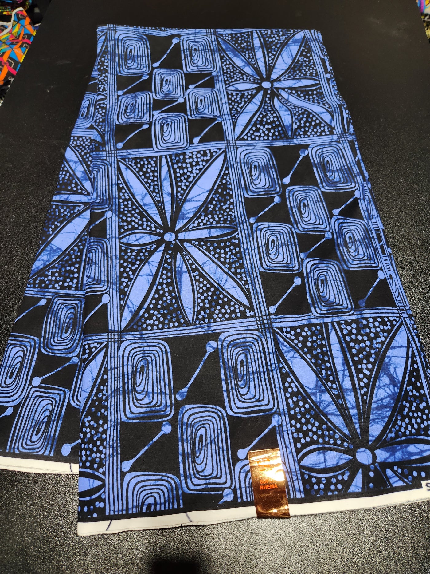 Blue and Black African Ankara Print Fabric