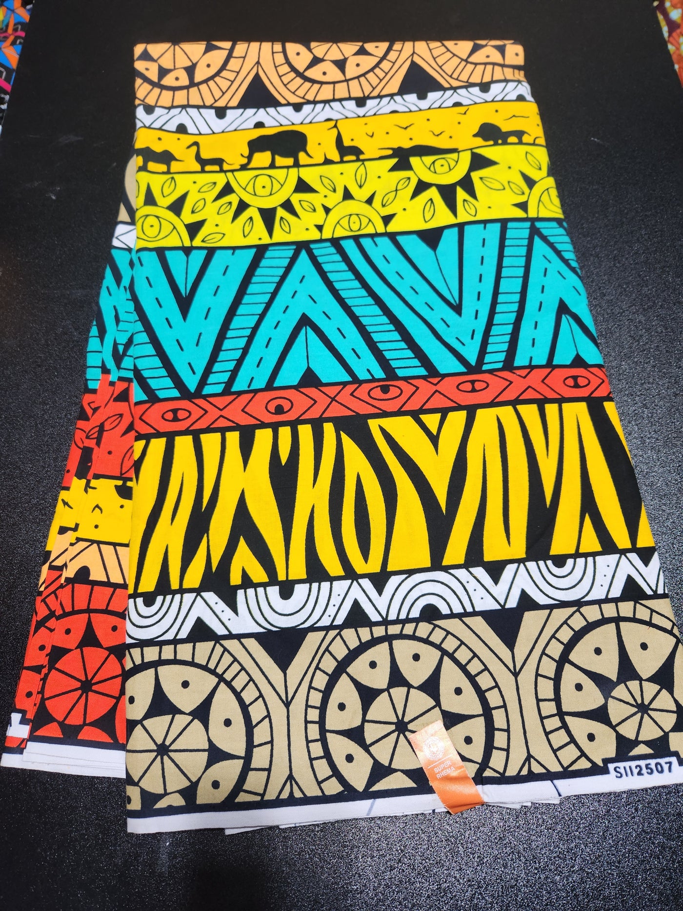 Yellow and Black African Ankara Print Fabric