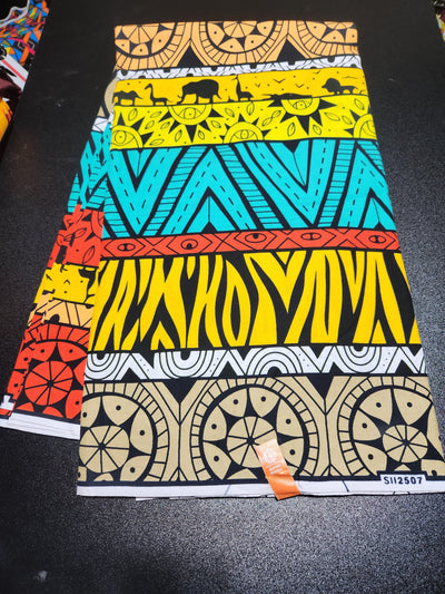 Yellow and Black African Ankara Print Fabric