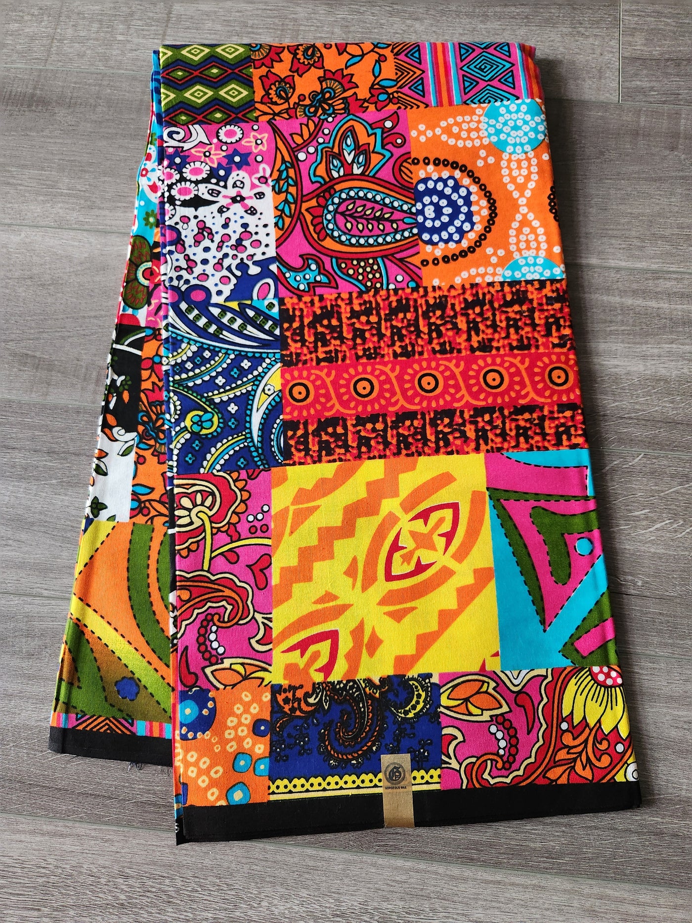 Orange Patchwork African Print Fabric, Ankara Fabric AF411