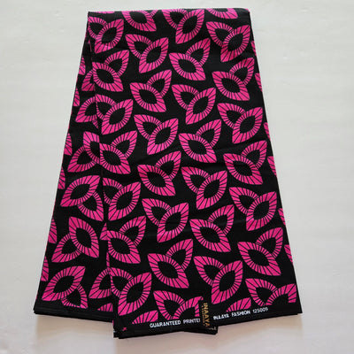 Black and Pink African Print Fabric, Black Fabric, Pink Fabric Ankara Fabric, AF310