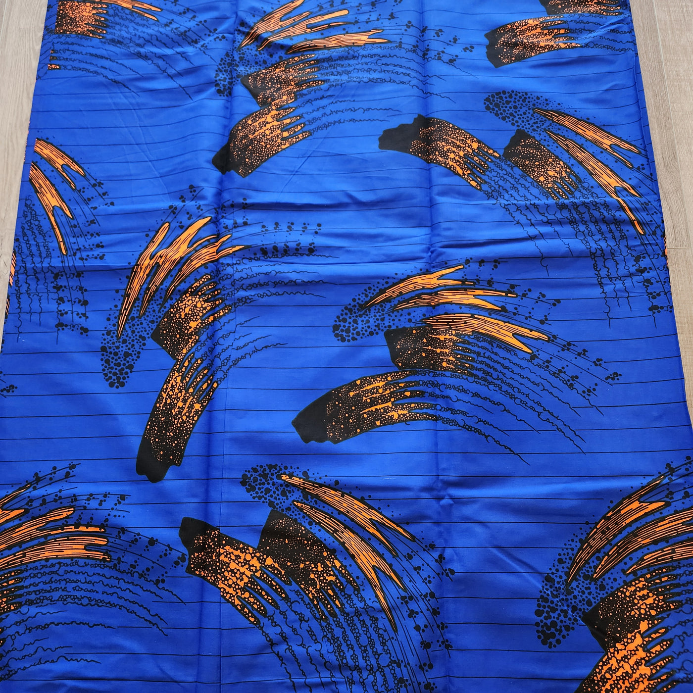 Royal Blue and Orange African Print Fabric, Ankara Fabric AF403