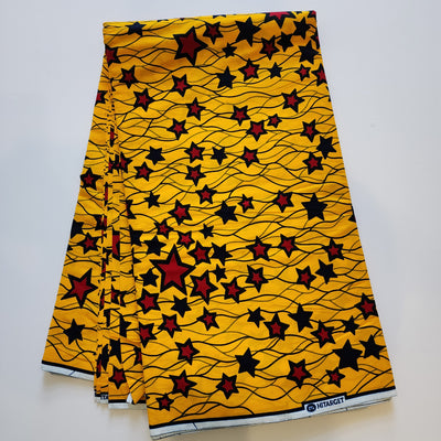 Yellow and Red African Print Fabric, Ankara Fabric AF396