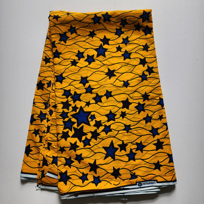 Yellow and Blue African Print Fabric, Ankara Fabric AF397