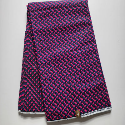 Pink and Blue Fish Scale African Print Fabric, Ankara Fabric AF401