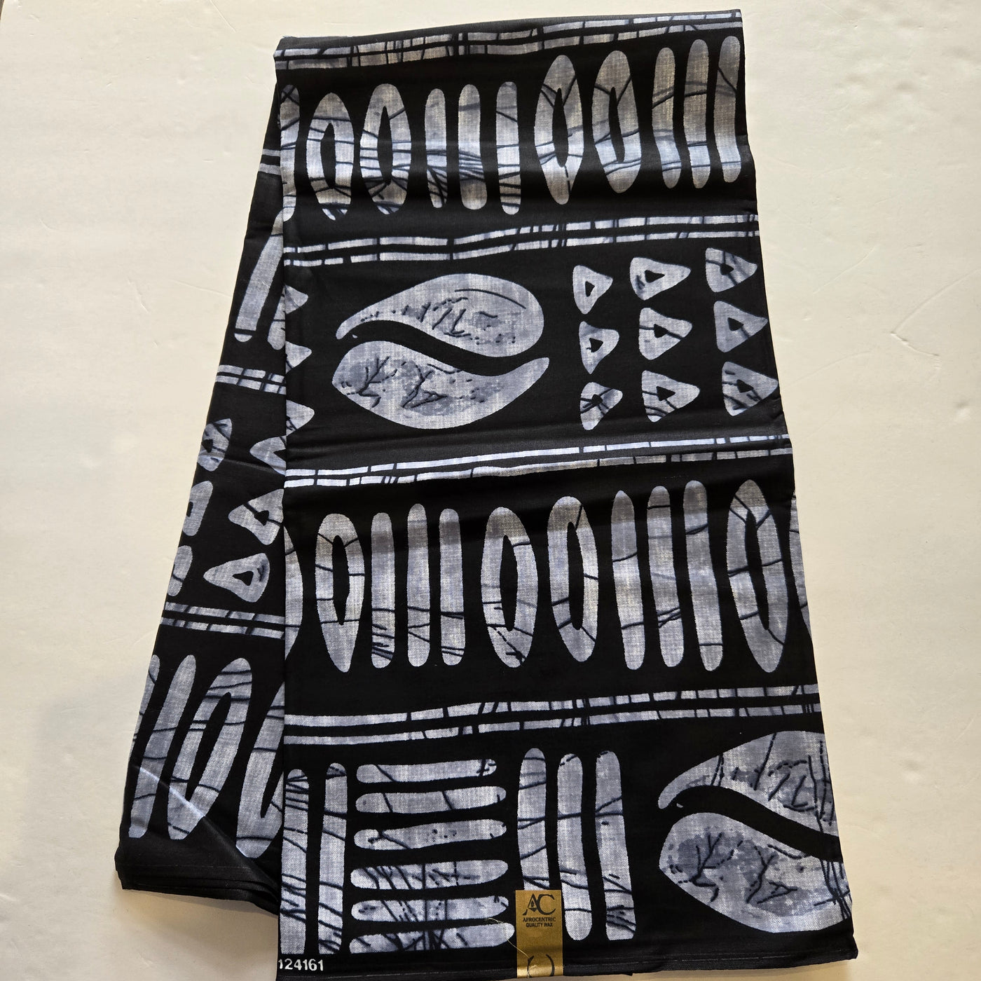 Gray and Black Tribal African Print Fabric, Gray Ankara Fabric, 100% Cotton Fabric AF405