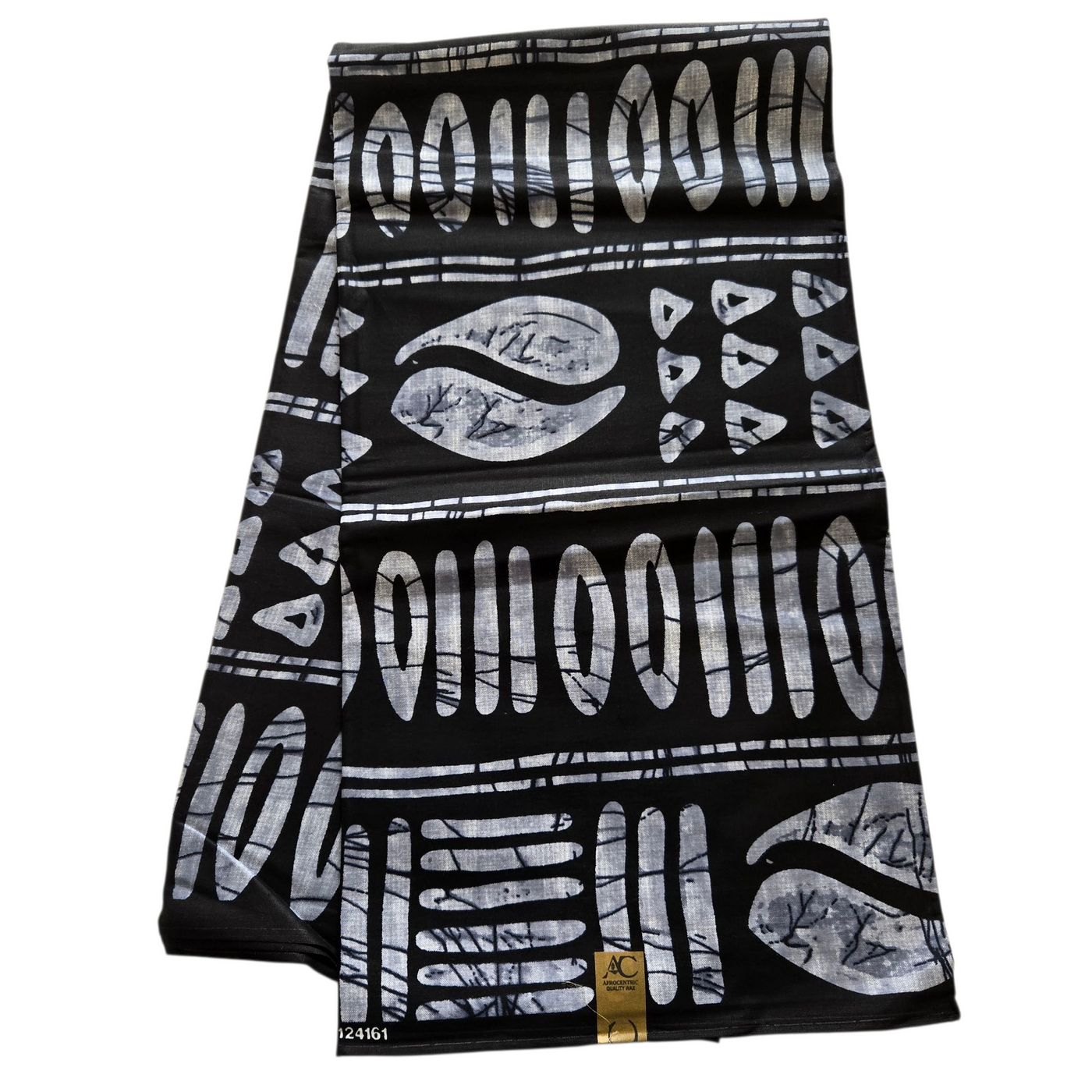 Gray and Black Tribal African Print Fabric, Gray Ankara Fabric, 100% Cotton Fabric AF405