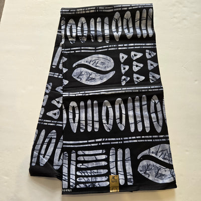 Gray and Black Tribal African Print Fabric, Gray Ankara Fabric, 100% Cotton Fabric AF405
