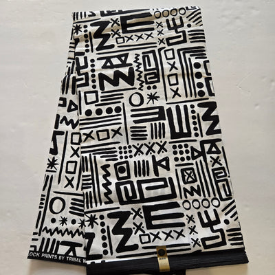 White and Black Monochrome African Print Fabric, Ankara Fabric , AF408