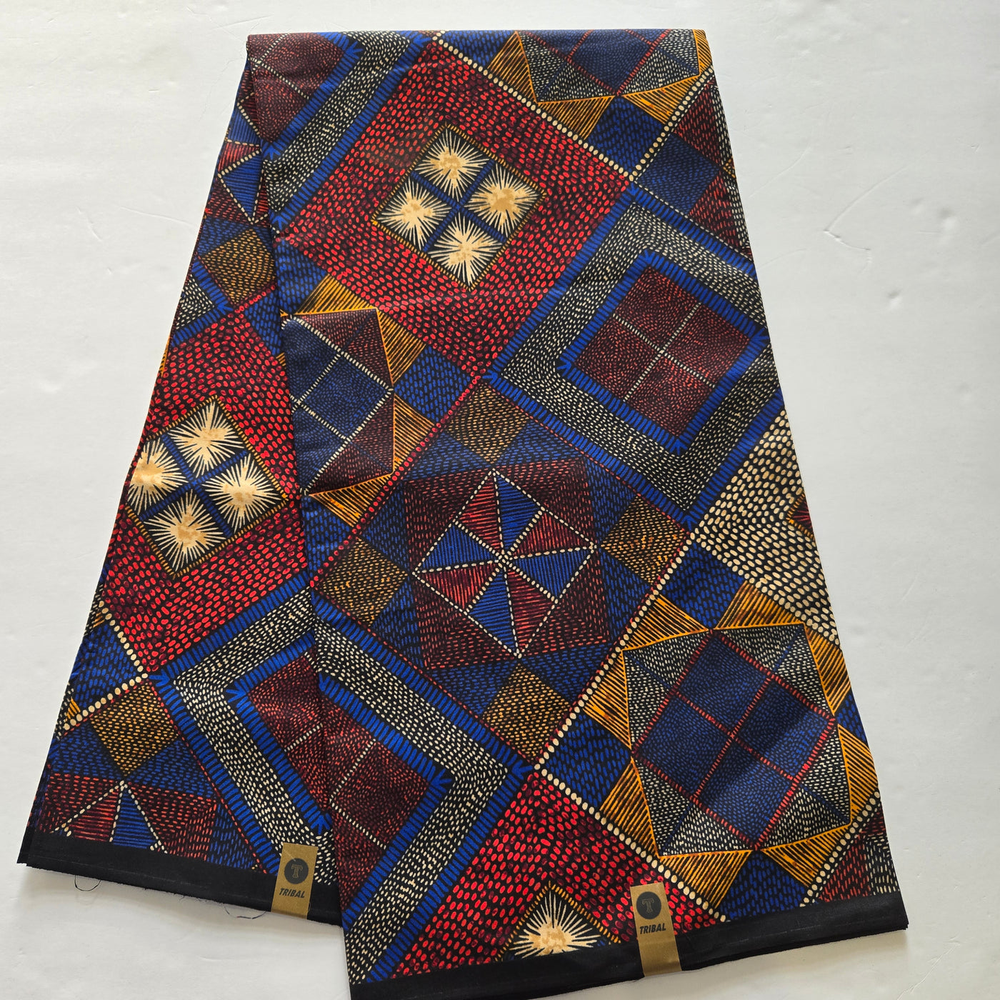 Multicolor Tribal African Print Fabric, Red and Blue Ankara Fabric, 100% Cotton Fabric AF407