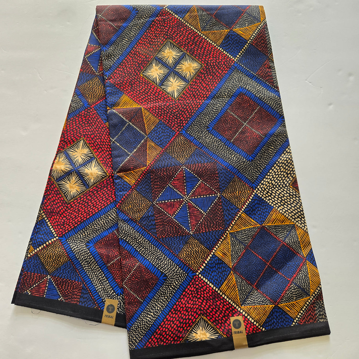 Multicolor Tribal African Print Fabric, Red and Blue Ankara Fabric, 100% Cotton Fabric AF407