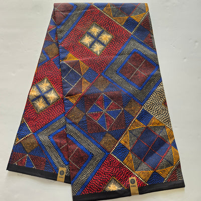 Multicolor Tribal African Print Fabric, Red and Blue Ankara Fabric, 100% Cotton Fabric AF407