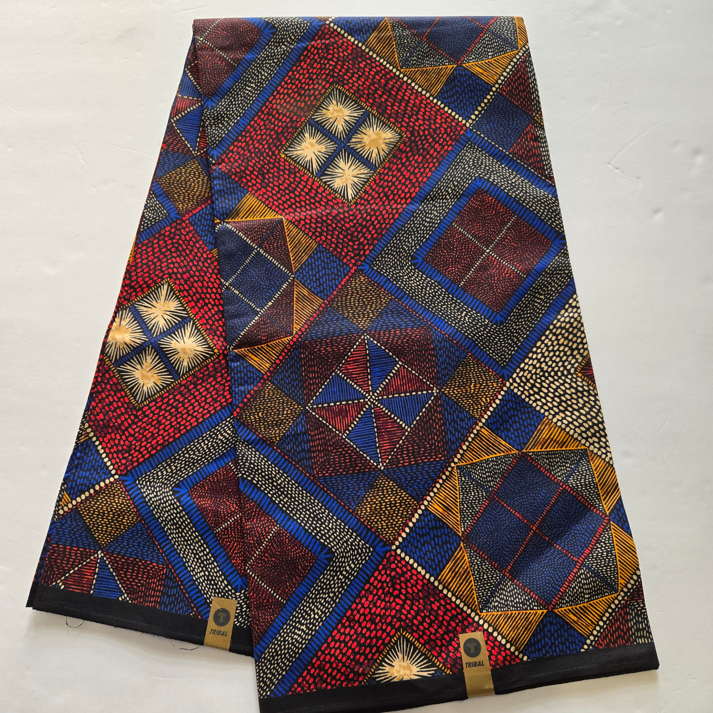 Multicolor Tribal African Print Fabric, Red and Blue Ankara Fabric, 100% Cotton Fabric AF407