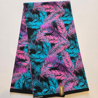 Black, Pink and Blue Multicolor African Print Fabric, Brown Ankara Fabric, 100% Cotton Fabric AF422