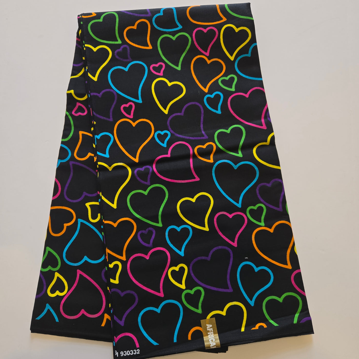Black Hearts Multicolor African Print Fabric, Brown Ankara Fabric, 100% Cotton Fabric AF421