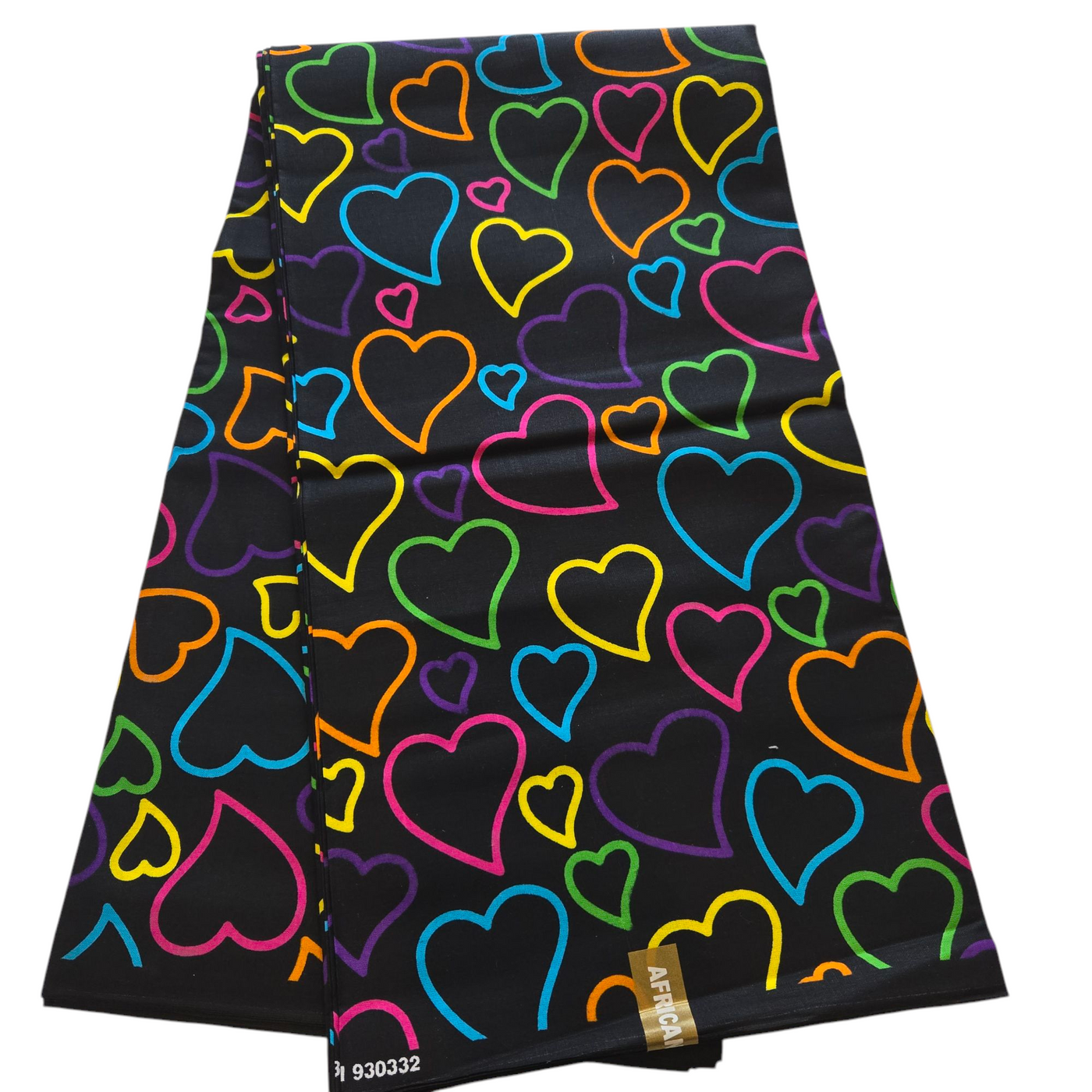 Black Hearts Multicolor African Print Fabric, Brown Ankara Fabric, 100% Cotton Fabric AF421