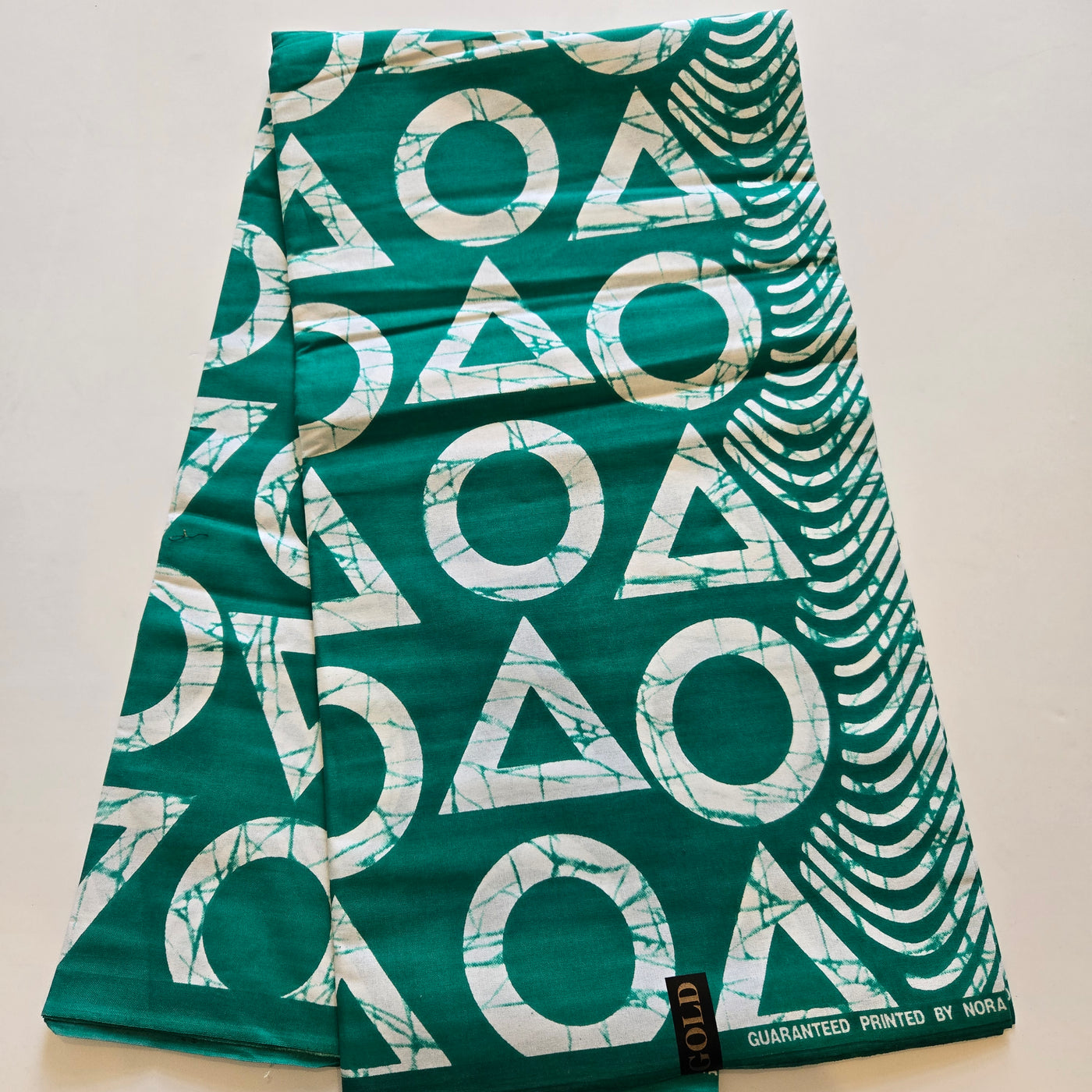Teal and White Triangles/Circles Ankara Fabric, 100% Cotton Fabric AF450