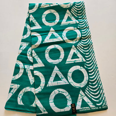 Teal and White Triangles/Circles Ankara Fabric, 100% Cotton Fabric AF450
