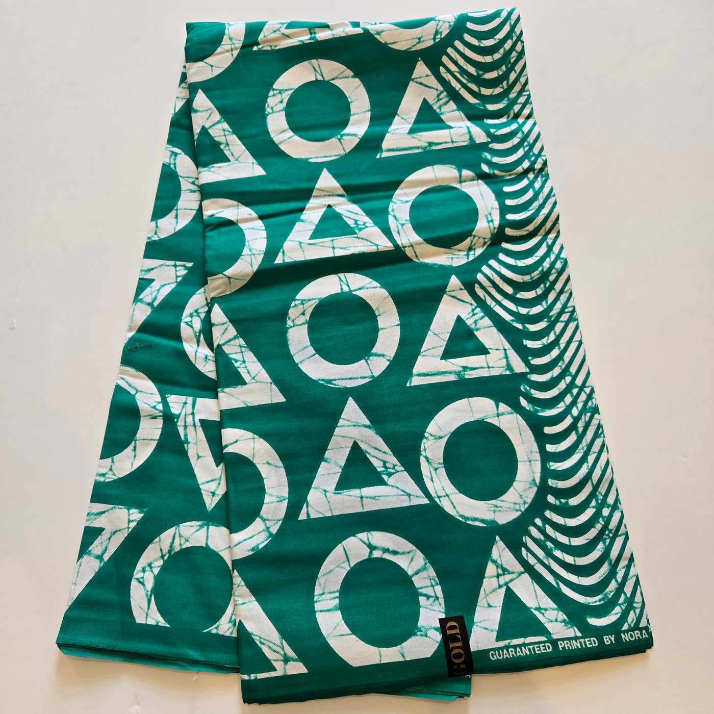 Teal and White Triangles/Circles Ankara Fabric, 100% Cotton Fabric AF450