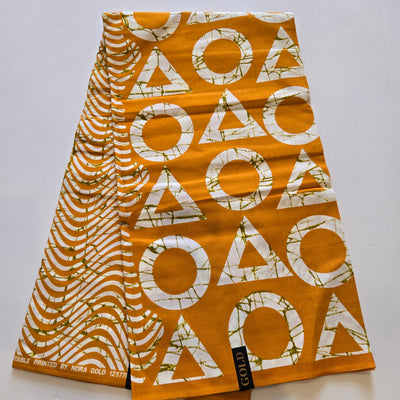 Yellow Gold and White Ankara Fabric, 100% Cotton Fabric AF449
