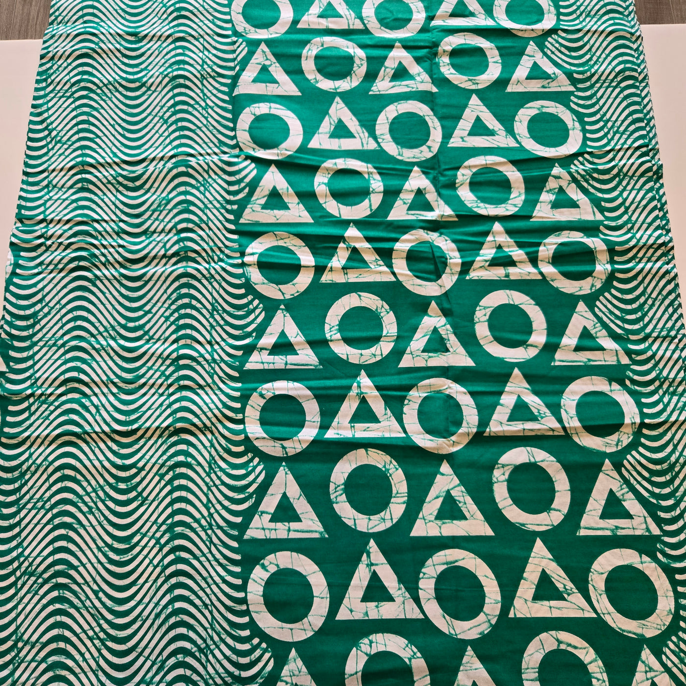 Teal and White Triangles/Circles Ankara Fabric, 100% Cotton Fabric AF450