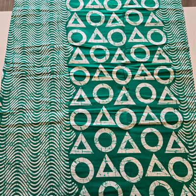 Teal and White Triangles/Circles Ankara Fabric, 100% Cotton Fabric AF450