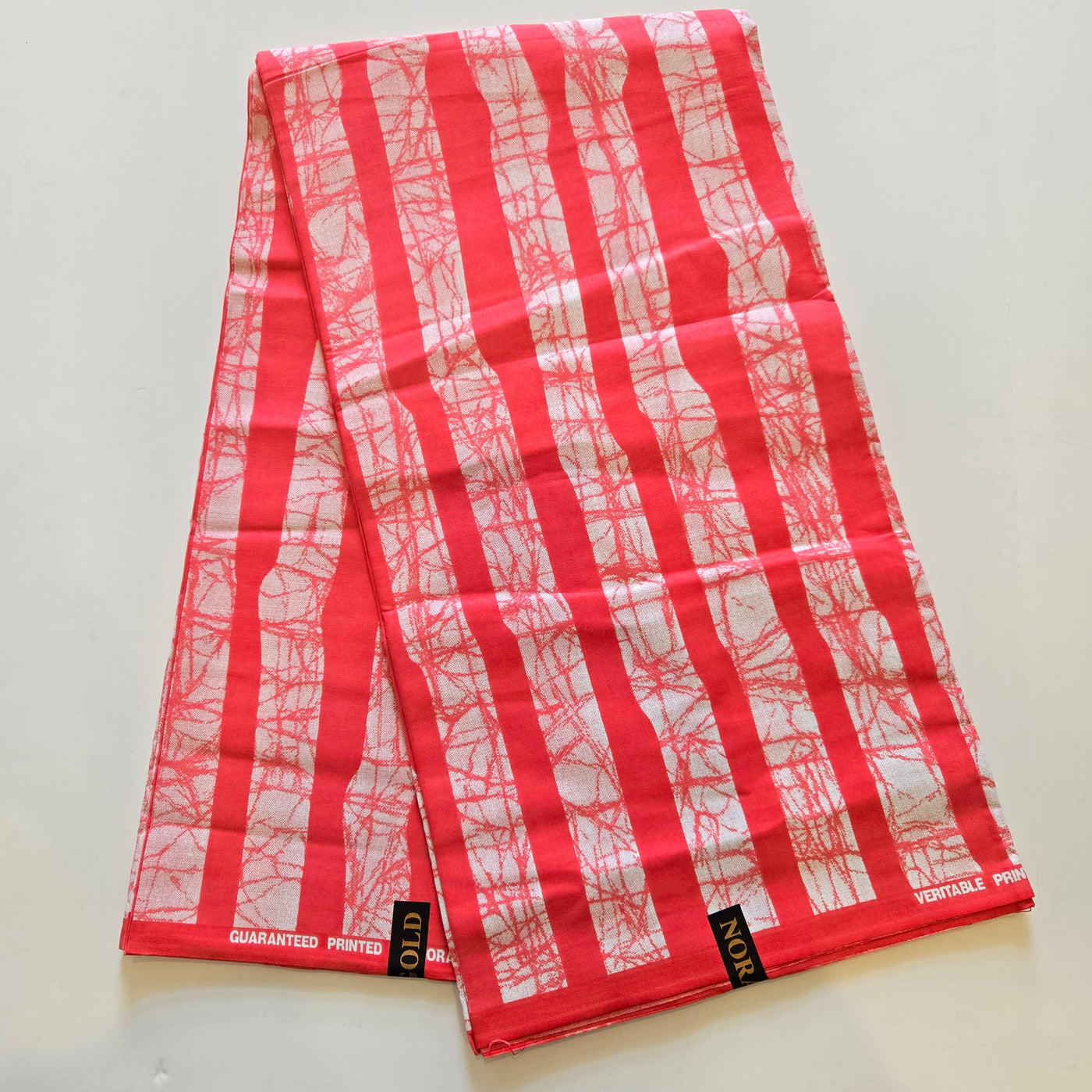 Coral and White Ankara Fabric, 100% Cotton Fabric AF420