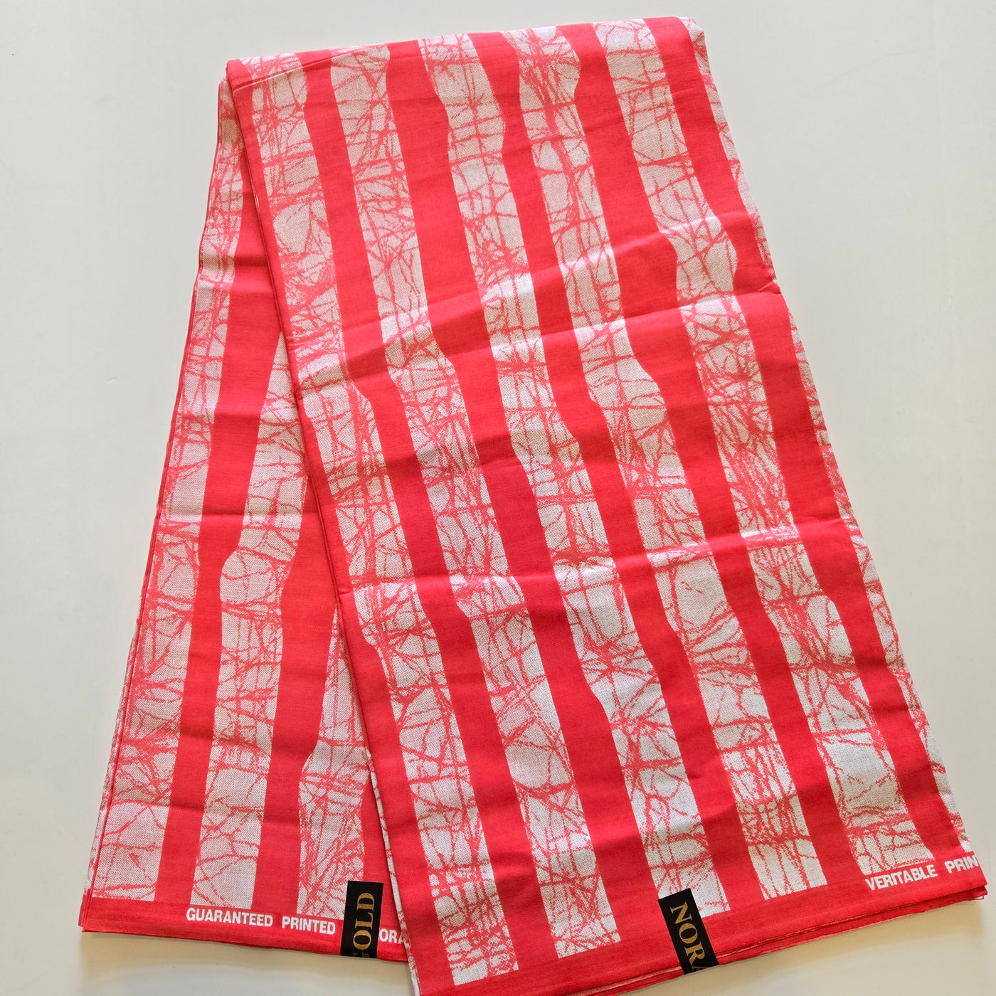 Coral and White Ankara Fabric, 100% Cotton Fabric AF420