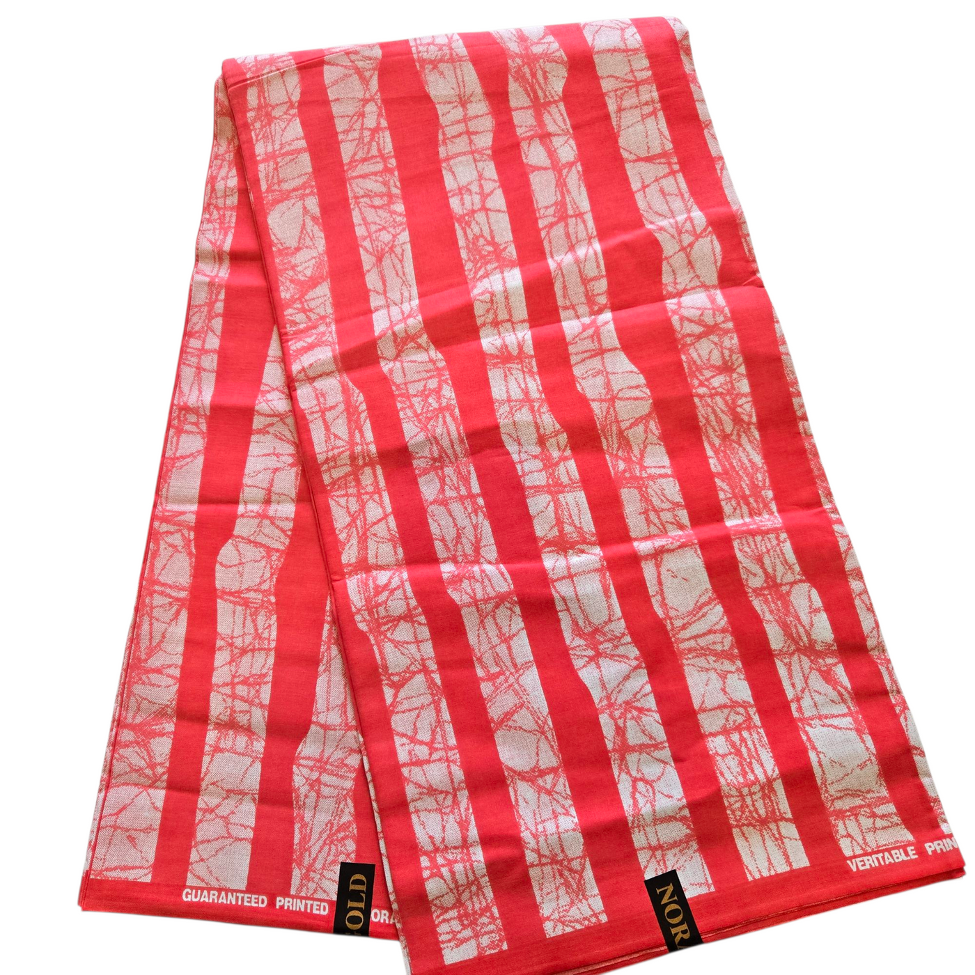 Coral and White Ankara Fabric, 100% Cotton Fabric AF420