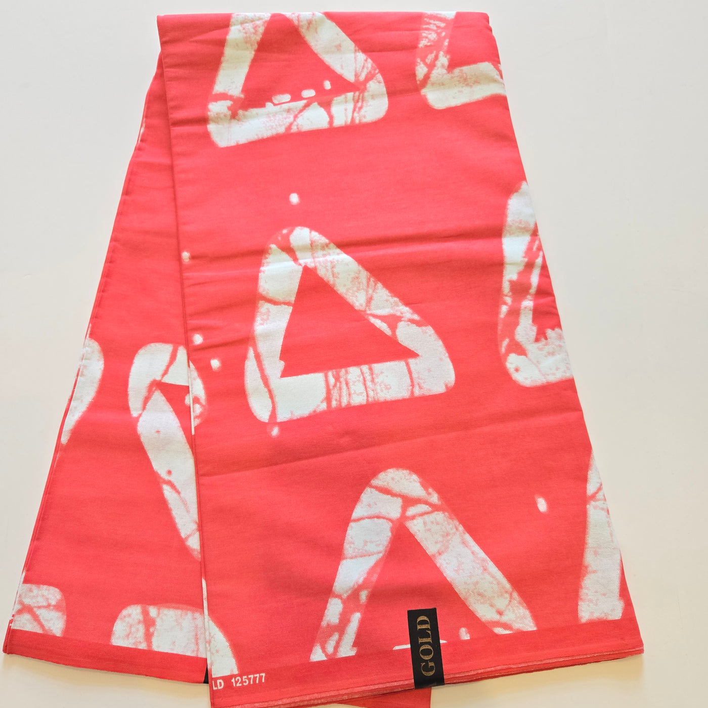 Coral and White Ankara Fabric, 100% Cotton Fabric AF419