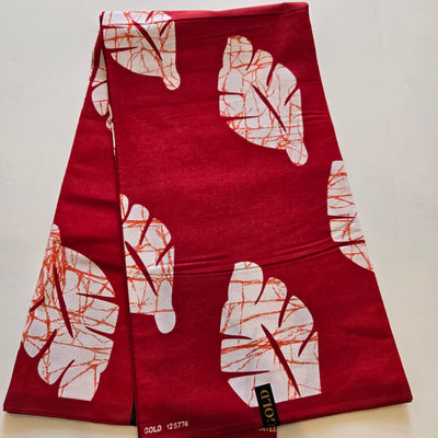Red and White Ankara Fabric, 100% Cotton Fabric AF417