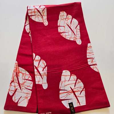 Red and White Ankara Fabric, 100% Cotton Fabric AF417