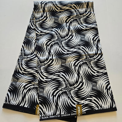 Black and White Ankara Print Fabric, Black and White African Print Fabric, Monochrome Fabric, 100% Cotton Fabric, AF423