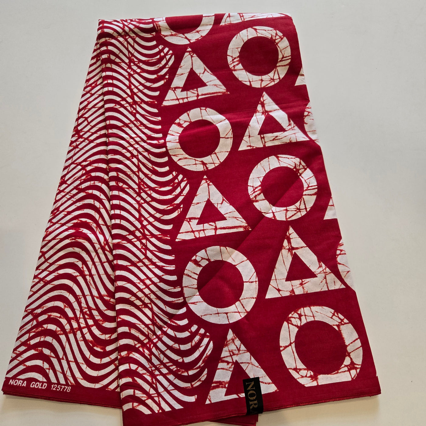 Red and White Triangles/Circles Ankara Fabric, 100% Cotton Fabric AF451