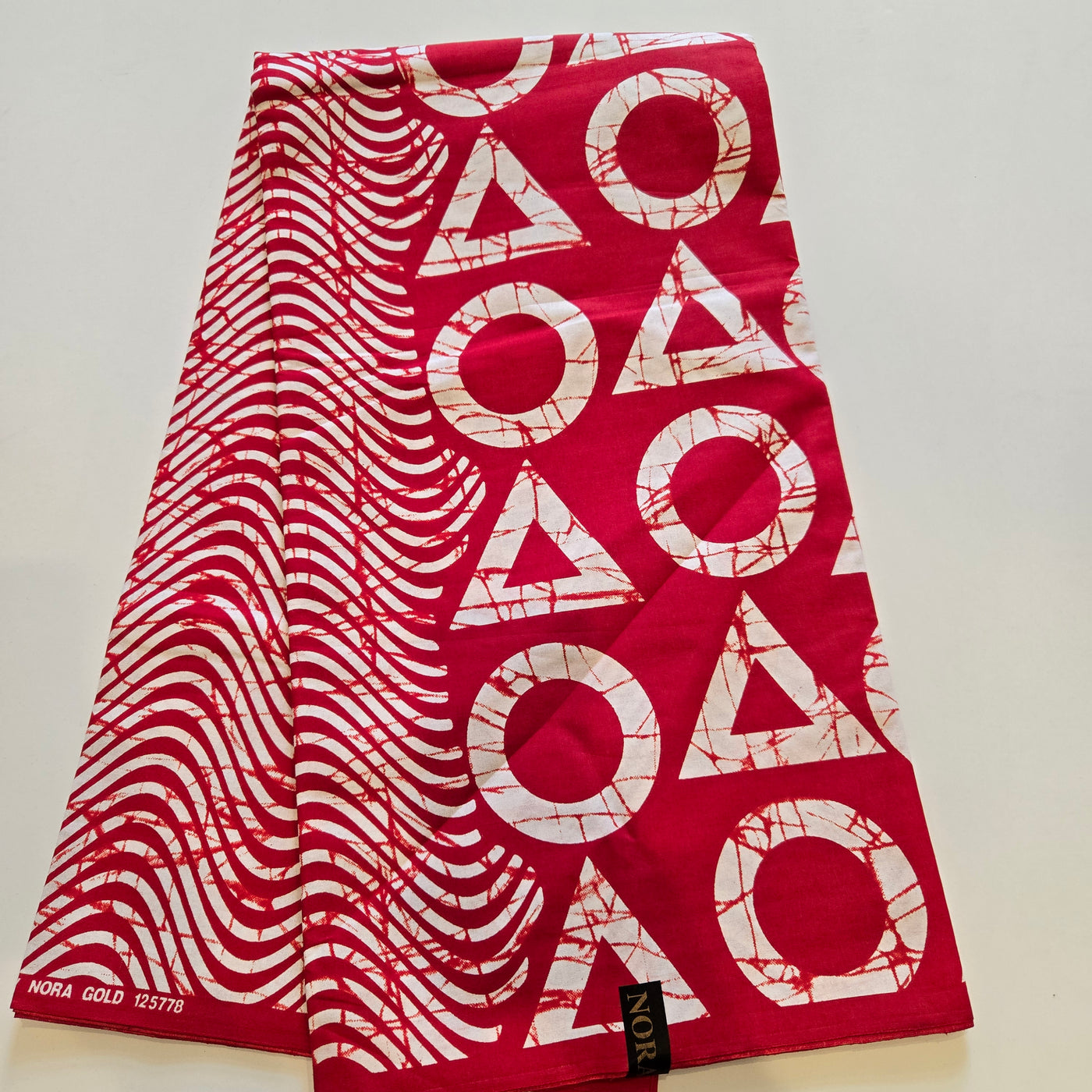 Red and White Triangles/Circles Ankara Fabric, 100% Cotton Fabric AF451
