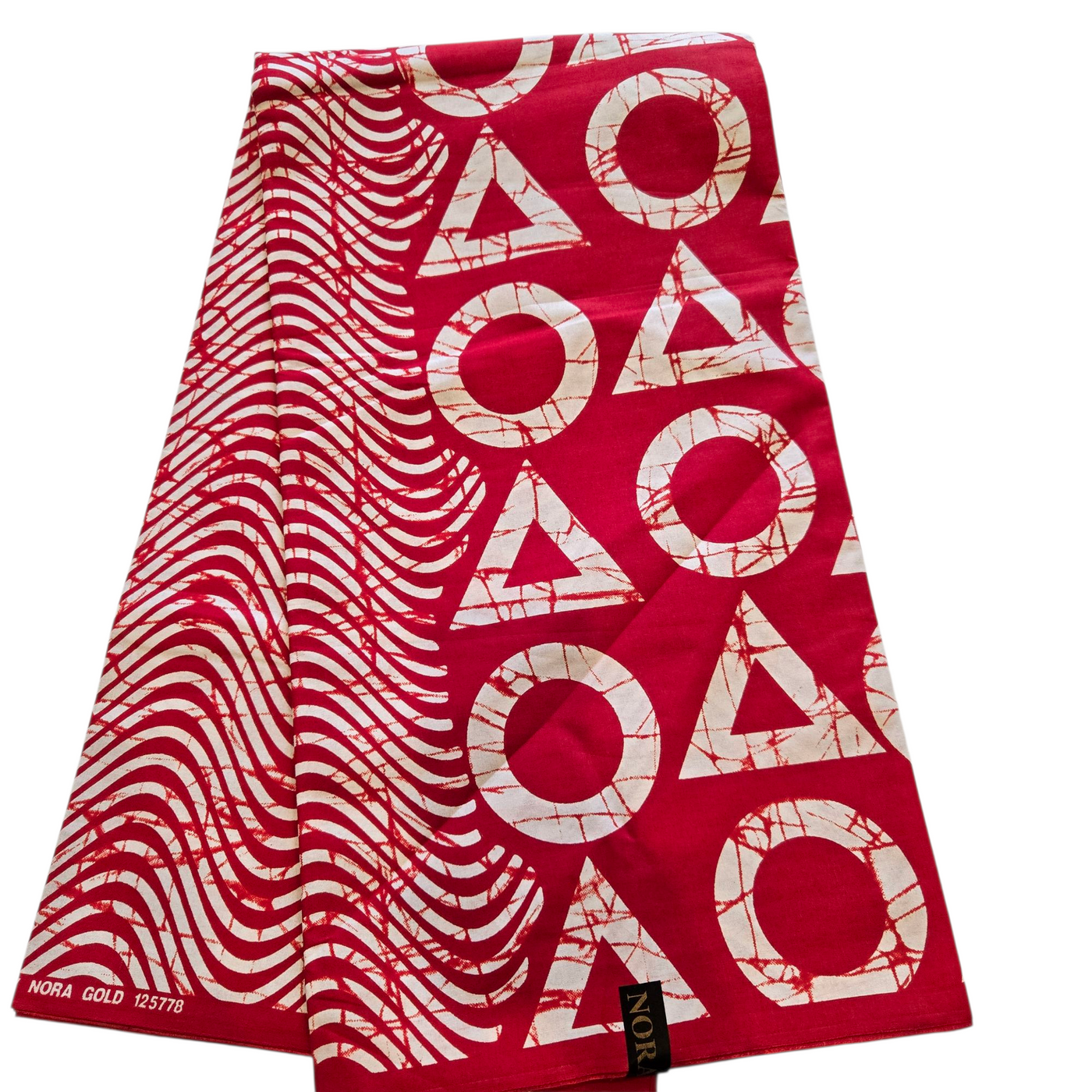 Red and White Triangles/Circles Ankara Fabric, 100% Cotton Fabric AF451