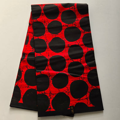 Red and Black Circles Ankara Fabric, 100% Cotton Fabric AF452