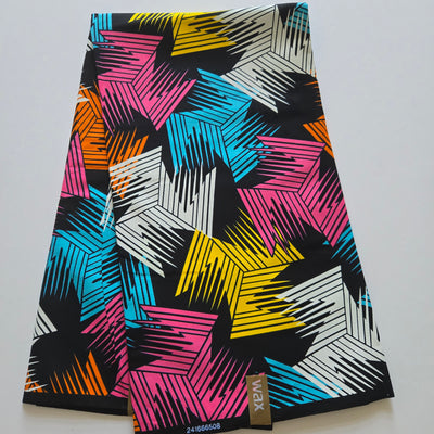 Black Multicolor Ankara Fabric, 100% Cotton Fabric AF435