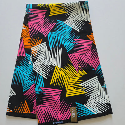 Black Multicolor Ankara Fabric, 100% Cotton Fabric AF435