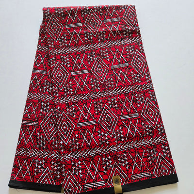 Red, Black and White Ankara Fabric, 100% Cotton Fabric AF428