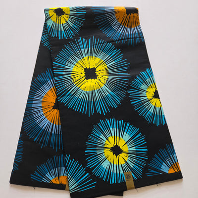 Black and Teal  Ankara Fabric, African Print Fabric, 100% Cotton Fabric AF430