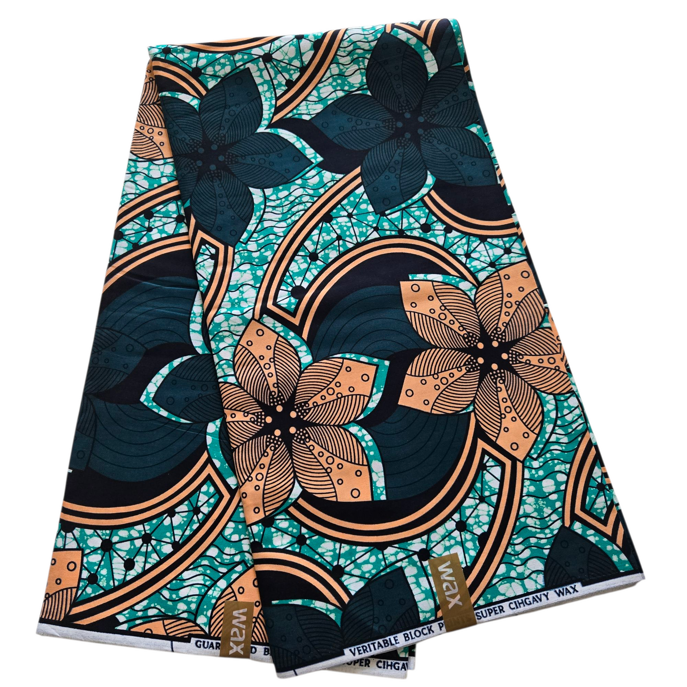 Teal and Peach Ankara Fabric, African Print Fabric, 100% Cotton Fabric AF431