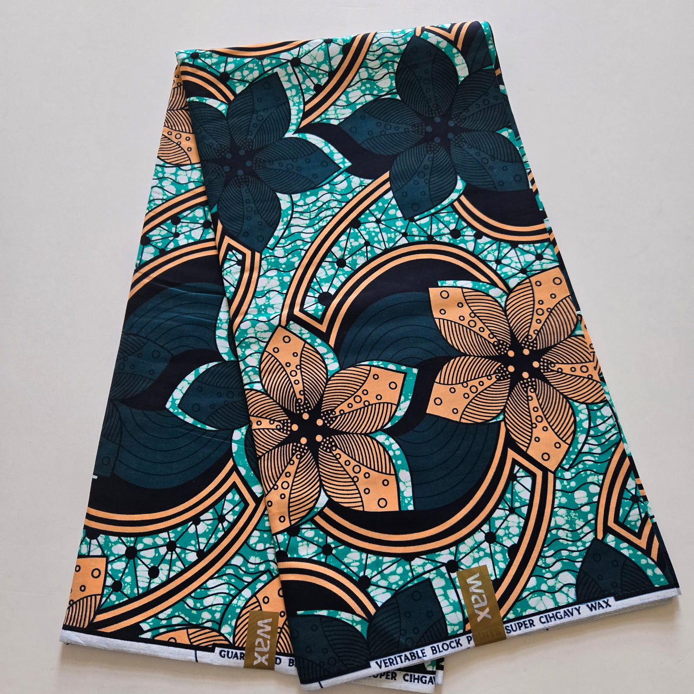Teal and Peach Ankara Fabric, African Print Fabric, 100% Cotton Fabric AF431