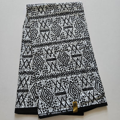 White and Black Tribal Ankara Fabric, Black and White African Print Fabric, Monochrome Fabric, 100% Cotton Fabric, AF429